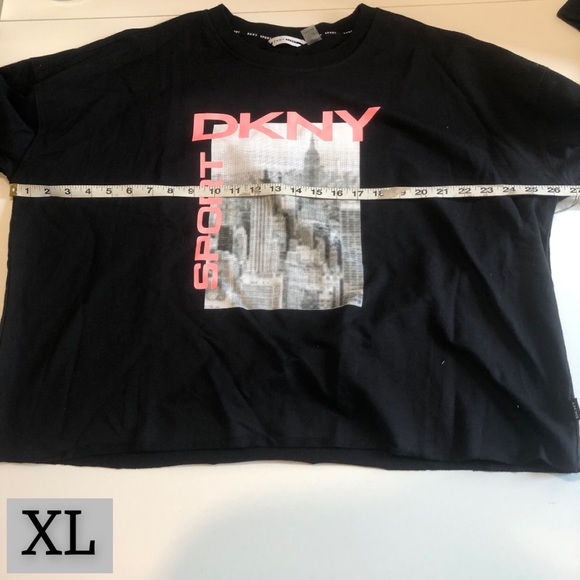 DKNY Sport Black Graphic Crewneck Pullover, Pink & White Decals, Multiple Sizes! - Picture 11 of 12